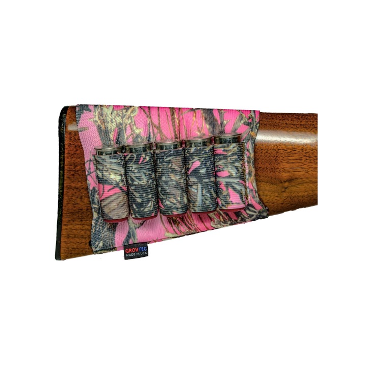 GrovTec Buttstock Cartridge Shell Holder Shotgun Open Style (TrueTimber Pink Camo)