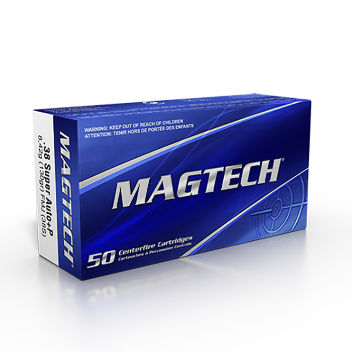 Magtech 38 Super Auto+P 130GR FMJ - 50 bullets per Pack