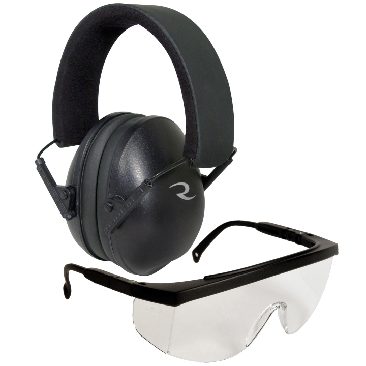 Radians Lowset Combo Slim Line Earmuffs (Black) and Clear Protection Eye-Glasses