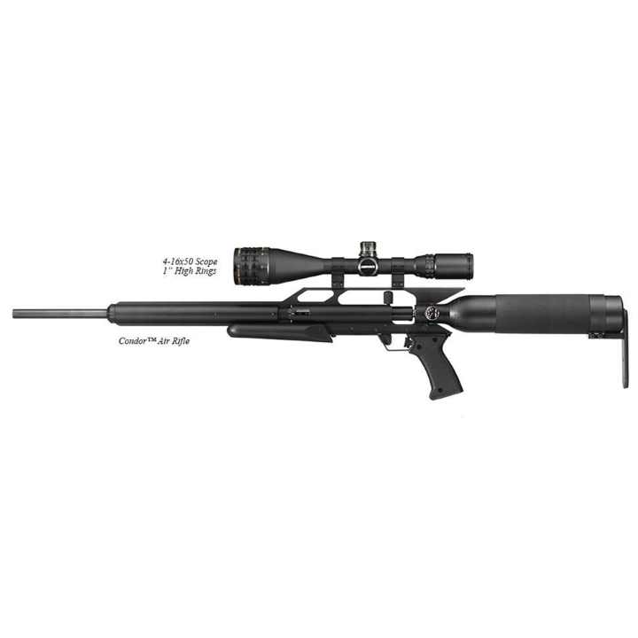 Airforce Condor .22 with Hand Pump, 4-16X50 Scope, BKL 1 IN High Rings Air Rifle