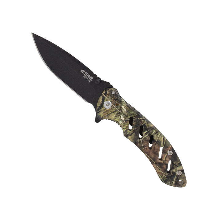 Bear Edge Brisk 1.0 4 1/16" Brown Locker Folder Knife in True Timber Camo