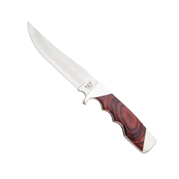 Bear & Son 9 1/4" Trophy Hunter Knife with Rosewood Handle & Leather Sheath
