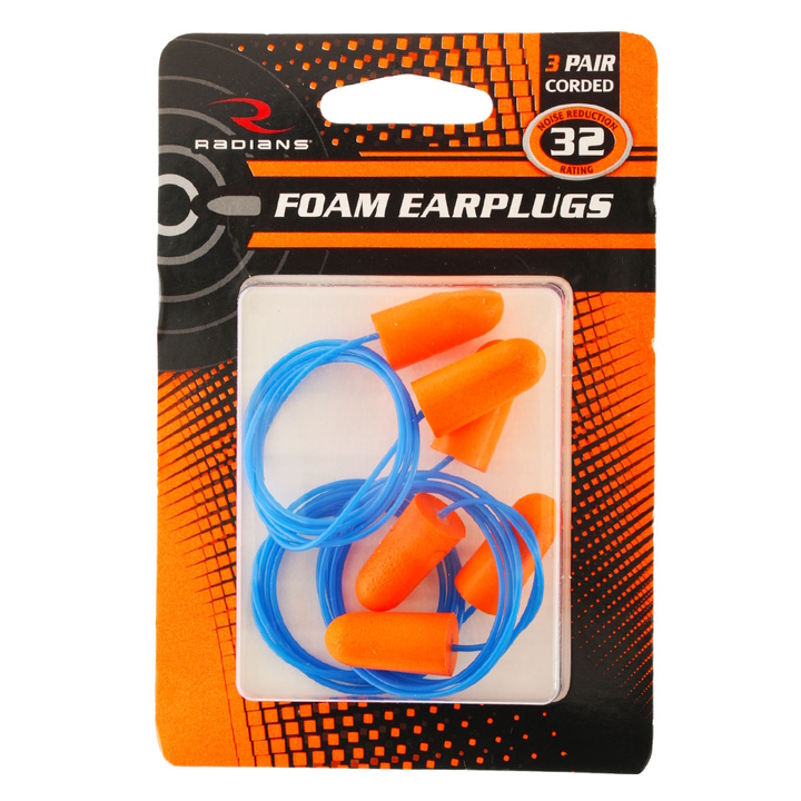 Radians Tapered ear plugs corded 3 pair blister pack Light Blue