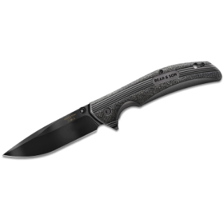 Bear & Son 4 1/2" Black Zytel Sideliner Black Blade Knife with Flipper