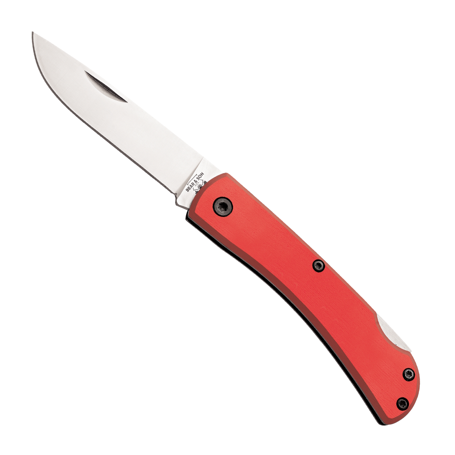 Bear & Son 3 5/8" Farmhand Red Aluminum Lockback Knife with Clip