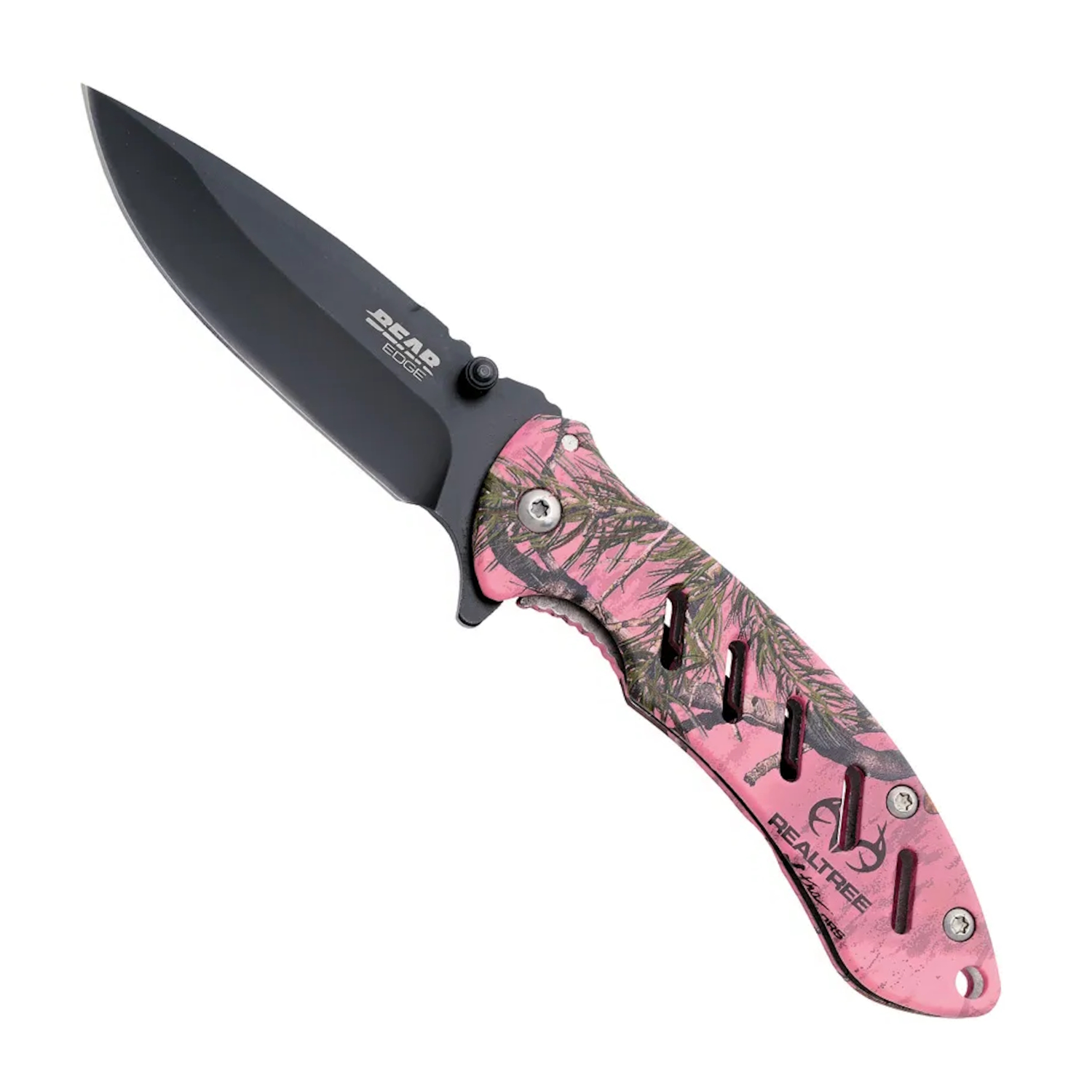 Bear Edge 4 1/4" Frame Lock Flip Knife - Pink Real Tree