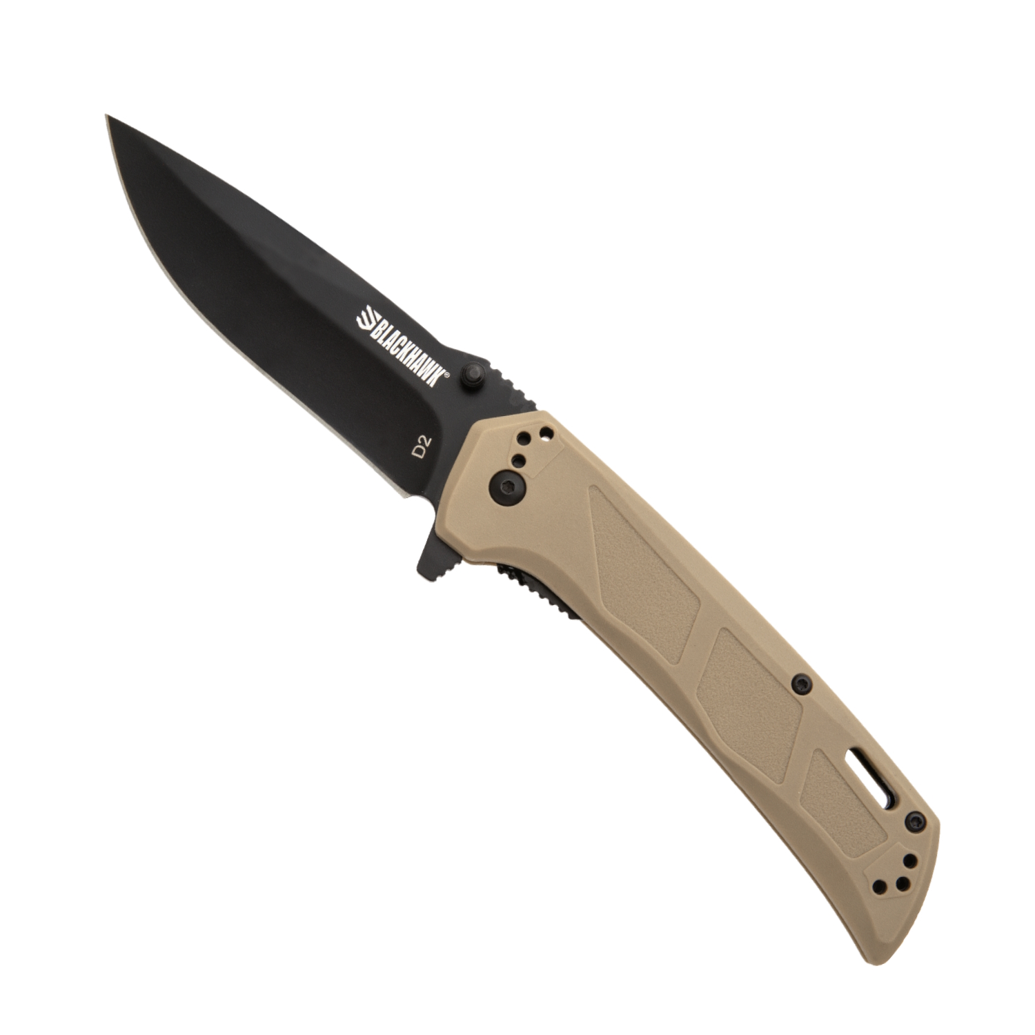 Blackhawk 9 1/4" Bunker Buster Tan ZYTEL Handle DLC Blade D2 Steel W/ Flipper