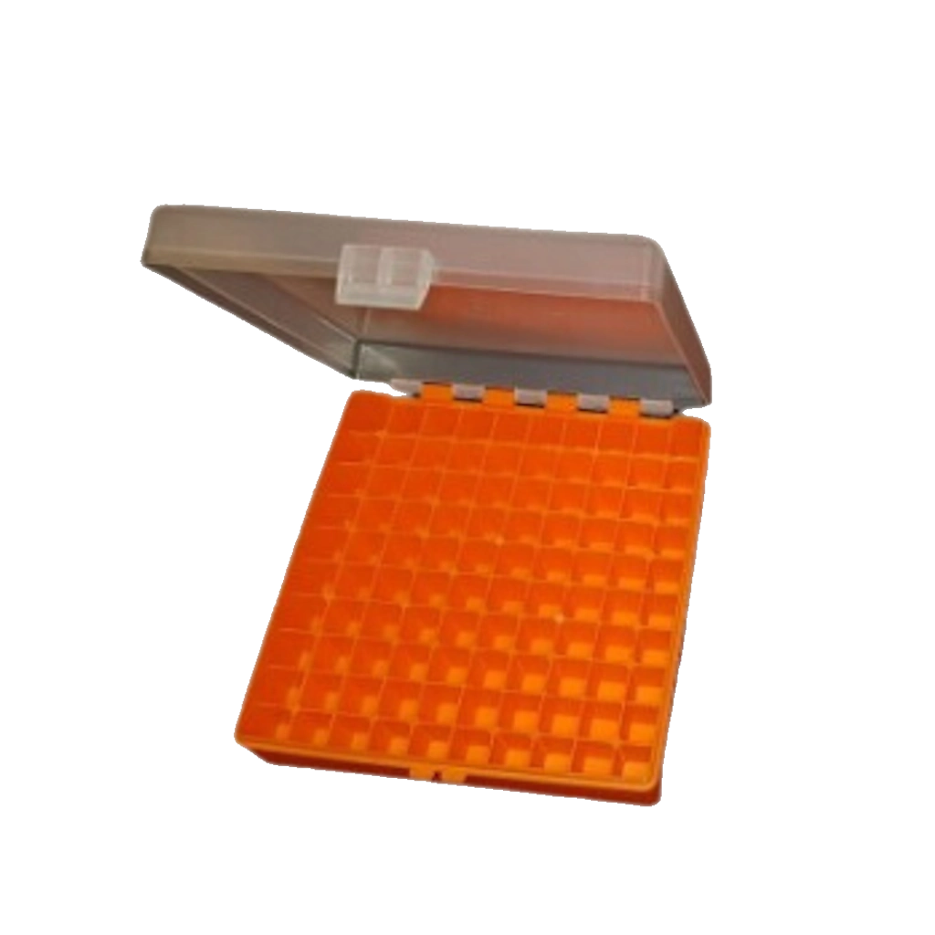 Megaline 9mm Ammo Box 100 Bullets capacity Orange with opaque lid **
