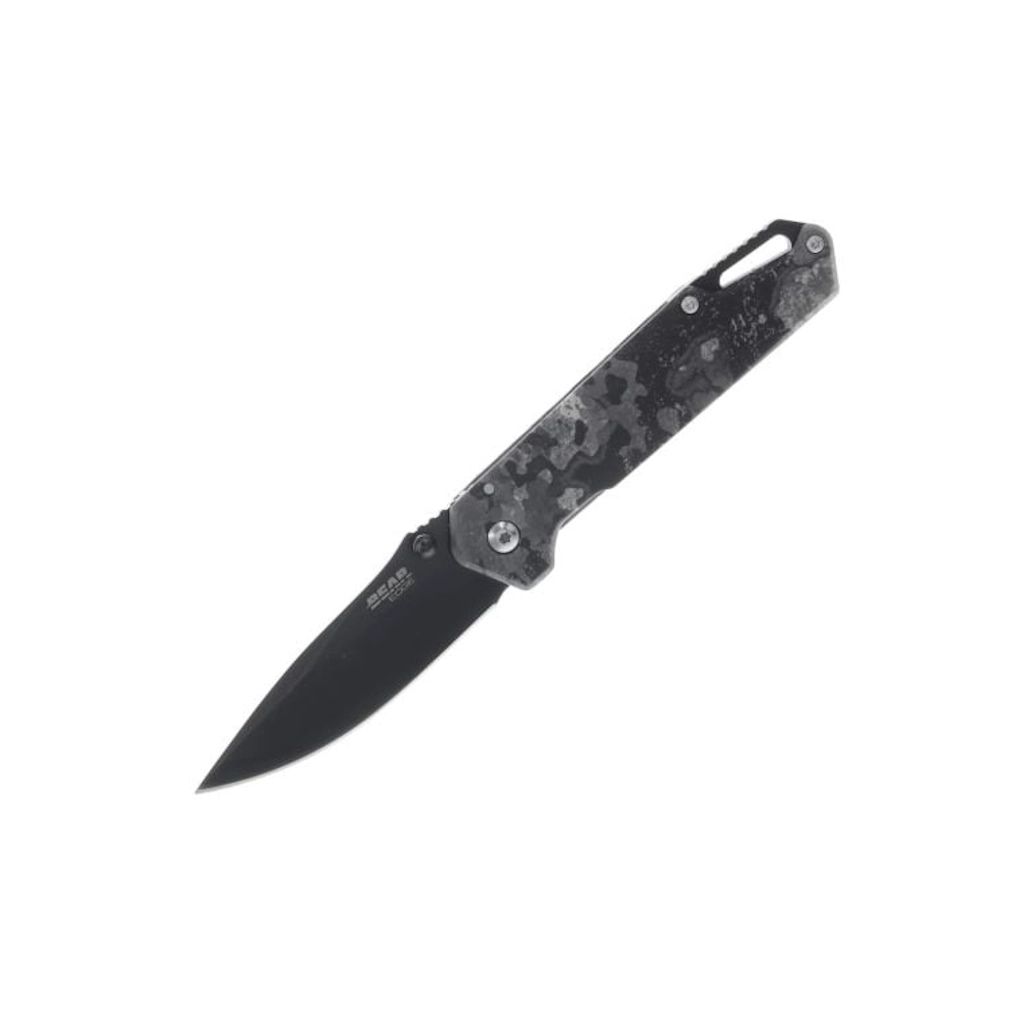 Bear Edge 3" Folding Drop Point Knife (Grey) with Fire Starter