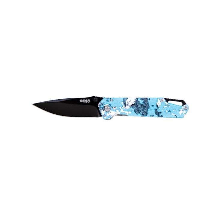 Bear Edge 3" Folding Spear Point Knife (Blue) with Fire Starter