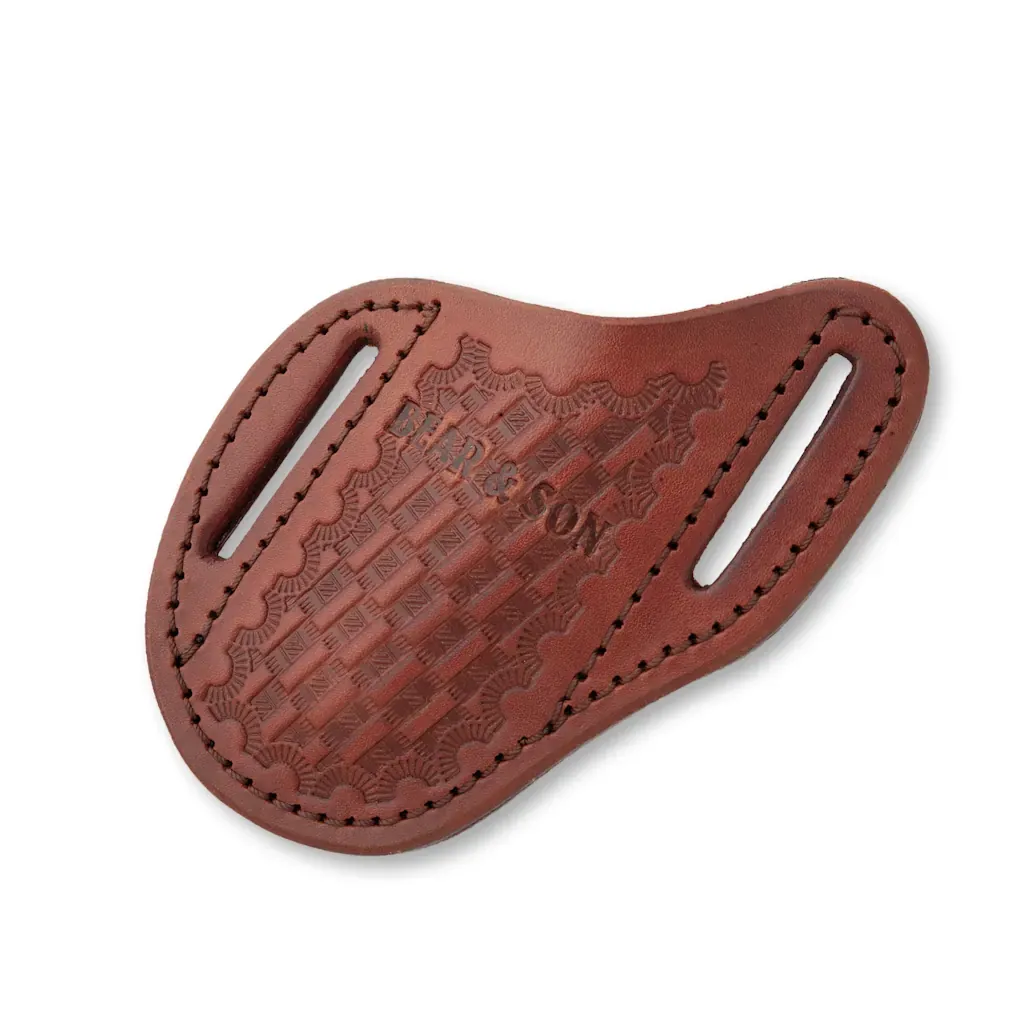 Vertical Brown Tooled Pocket Knife Sheath
