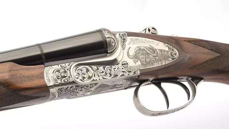 Sabatti Safari Big Five Blued SbS Double rifle engraved 450 N.E.