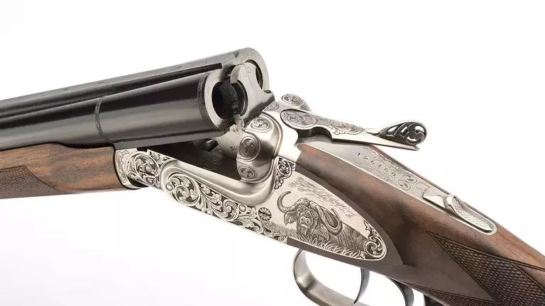 Sabatti Safari Big Five Blued SbS Double rifle engraved 450 N.E.