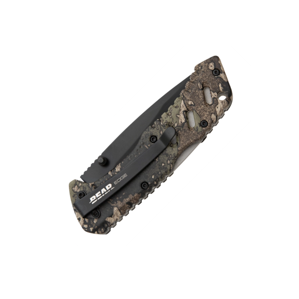 Bear Edge 3" Folding Drop Point Knife (Tan) with Fire Starter